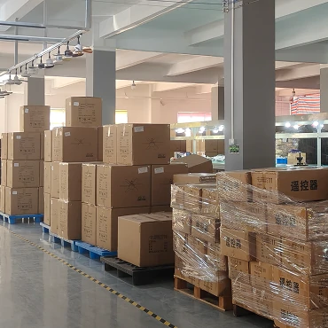 Bulk production and warehouse storage of Kids Room ceiling fans prepared for wholesale export and OEM projects