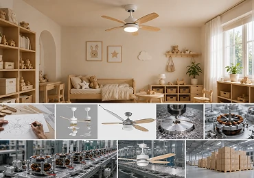 Small room ceiling fans in Scandinavian kids rooms illustrating the OEM manufacturing process from concept to mass production with customization options