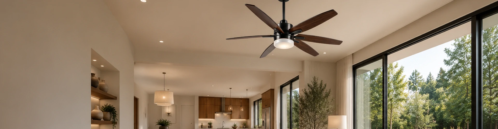 Modern living room with ceiling fan light designed for residential projects and wholesale supply