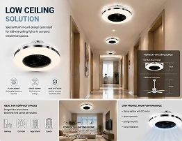 52 inch solid wood ceiling fan no light with remote control installed in low ceiling apartment showing space saving flush mount design