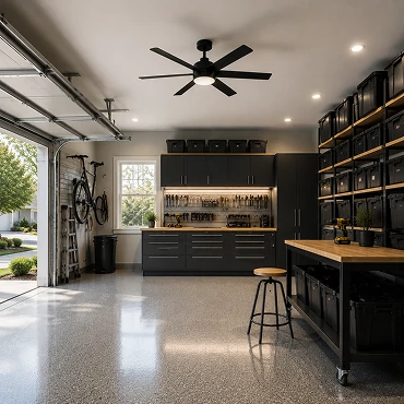 Low maintenance garage ceiling fan designed for reliable long-term performance in utility spaces