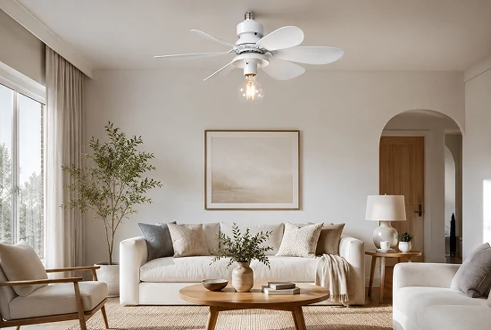 Contemporary living room featuring a ceiling fan light for modern home design