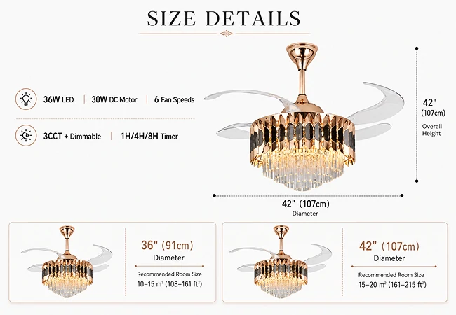OEM crystal fan light factory production for wholesale and private label orders