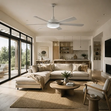 Large ceiling fan for open concept living room and spacious home layouts