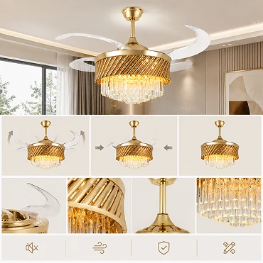 retractable-blades-gold-fandelier