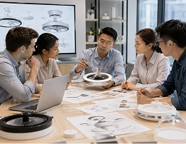 Dedicated project support team assisting global buyers of retractable ceiling fans with custom solutions