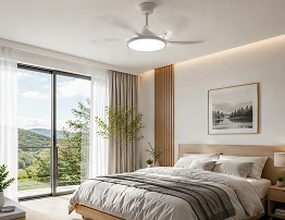 smart remote ceiling fan light installed in modern bedroom with dimmable led lighting and adjustable speed control for residential comfort