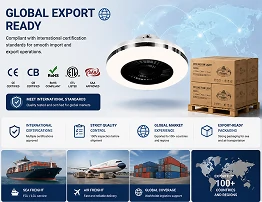 global export ready 52 inch solid wood ceiling fan no light with remote control showing packaging and international shipping logistics from factory