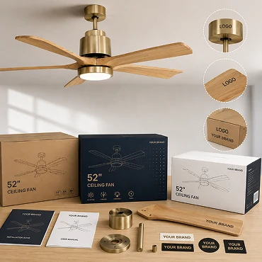 OEM and private label development services for 52 inch vintage ceiling fans with remote control and dimmable LED