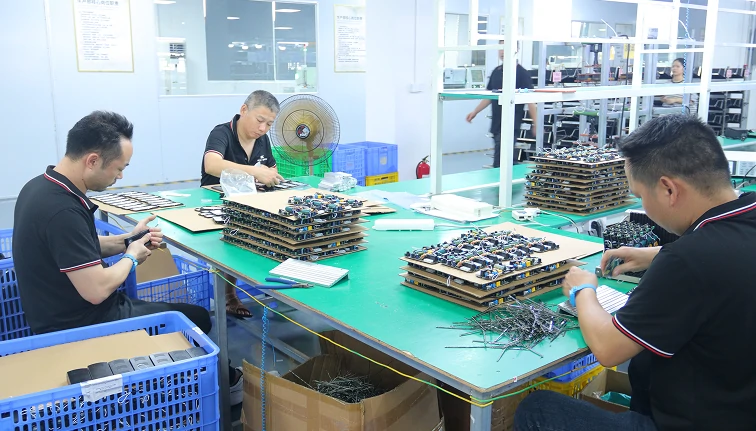 20 inch exterior ceiling lights production process showing professional LED fan light assembly