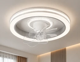 Retractable blade ceiling fan light solution with LED design for modern residential ceiling applications