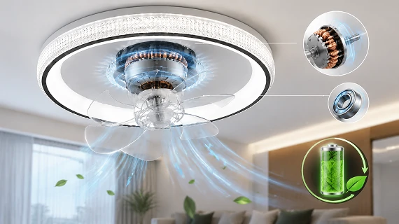 20 inch exterior ceiling lights featuring energy efficient DC motor for quiet airflow performance