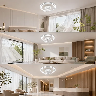 20 inch kitchen ceiling fan with LED light powered by a quiet energy efficient DC motor