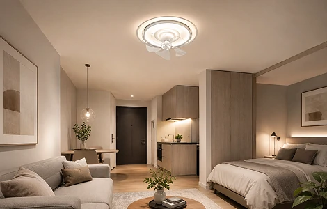 20 inch kitchen ceiling fan with LED light featuring a compact design for modern apartment spaces