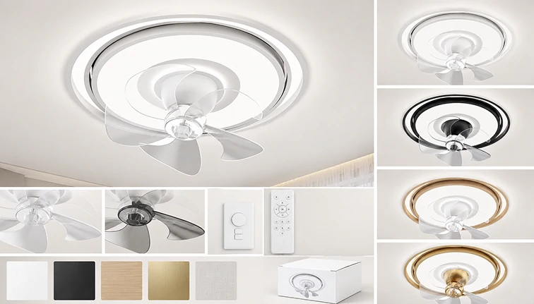 OEM ODM customization options for 20 inch kitchen ceiling fan with LED light including finishes controls and packaging