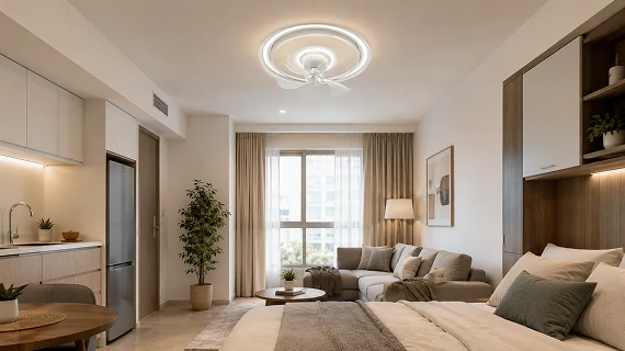 20 inch kitchen ceiling fan with LED light featuring a space saving design for modern compact interiors
