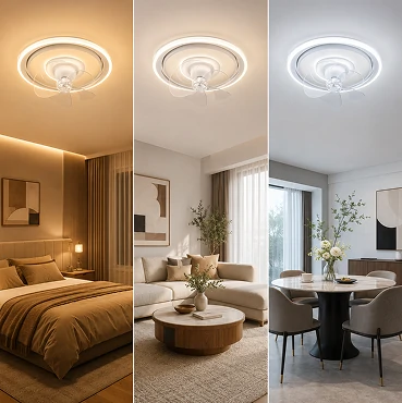 20 inch kitchen ceiling fan with LED light featuring adjustable 3CCT lighting for modern interiors