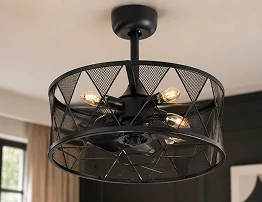 20 inch smart fan with LED light related caged ceiling fan for industrial and commercial interiors