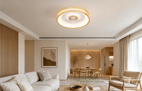 20 inch smart fan with LED light installed in a modern living space for residential and commercial solutions