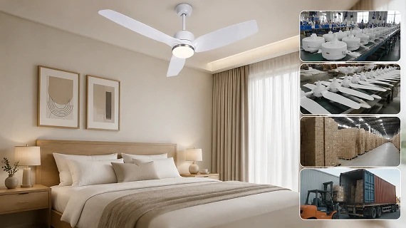 20 inch white bedroom ceiling fan with light designed for global residential and hospitality project applications