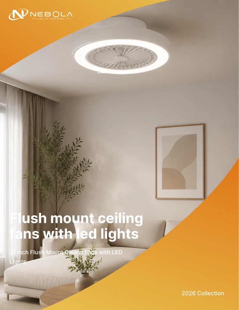 21 Inch Flush Mount Ceiling Fans with LED Lights