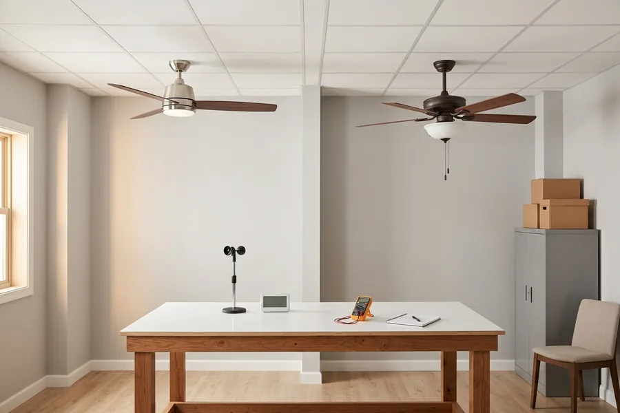 3 blade and 5 blade ceiling fan airflow comparison without visual effects
