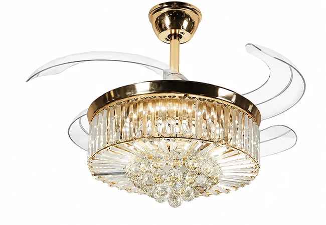 36 inch crystal chandelier ceiling fan with retractable blades luxury lighting design