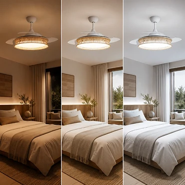 36 inch fandeliers for bedroom with 3CCT dimmable LED light for adjustable home lighting