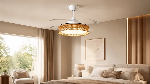 36 inch fandeliers for bedroom featuring hidden retractable blades in a modern interior space