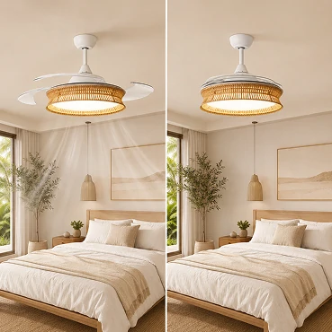 36 inch fandeliers for bedroom with hidden retractable blades for clean modern interior design