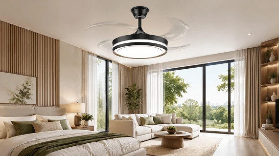 42 Inch Ceiling Fan LED manufacturer solution with energy efficient lighting and modern retractable blade design