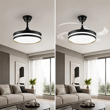 42 Inch Ceiling Fan LED with hidden retractable blade system for modern interior applications