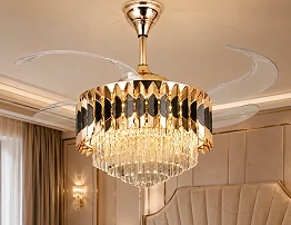 Related retractable ceiling fan light solution with hidden blades and decorative lighting for modern interiors