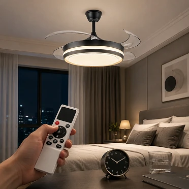 42 Inch Ceiling Fan LED remote timer function with convenient speed and lighting adjustment