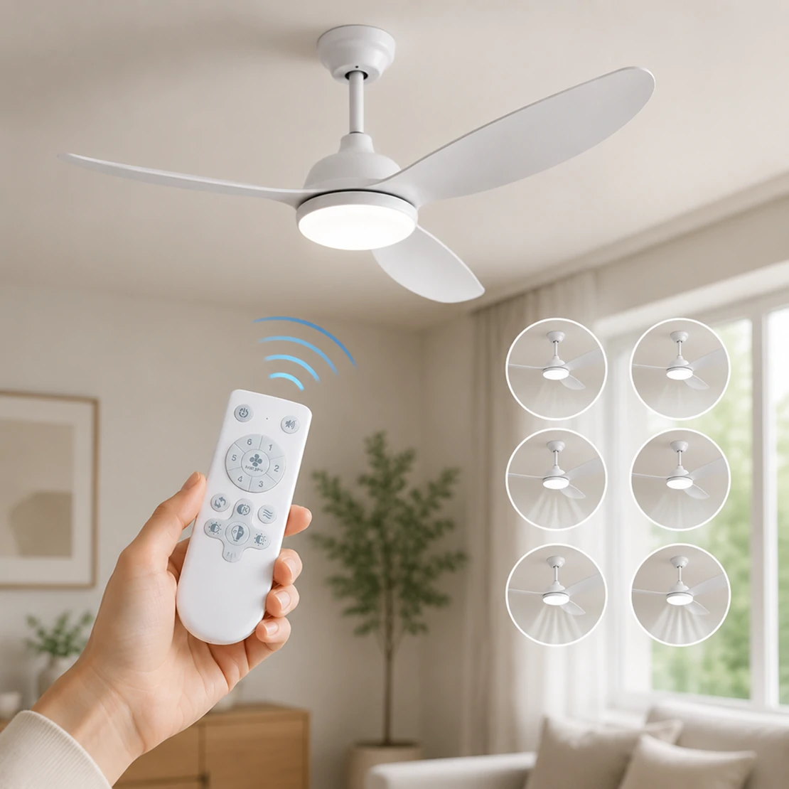 56 inch indoor ceiling fan with six speed remote control for flexible airflow adjustment