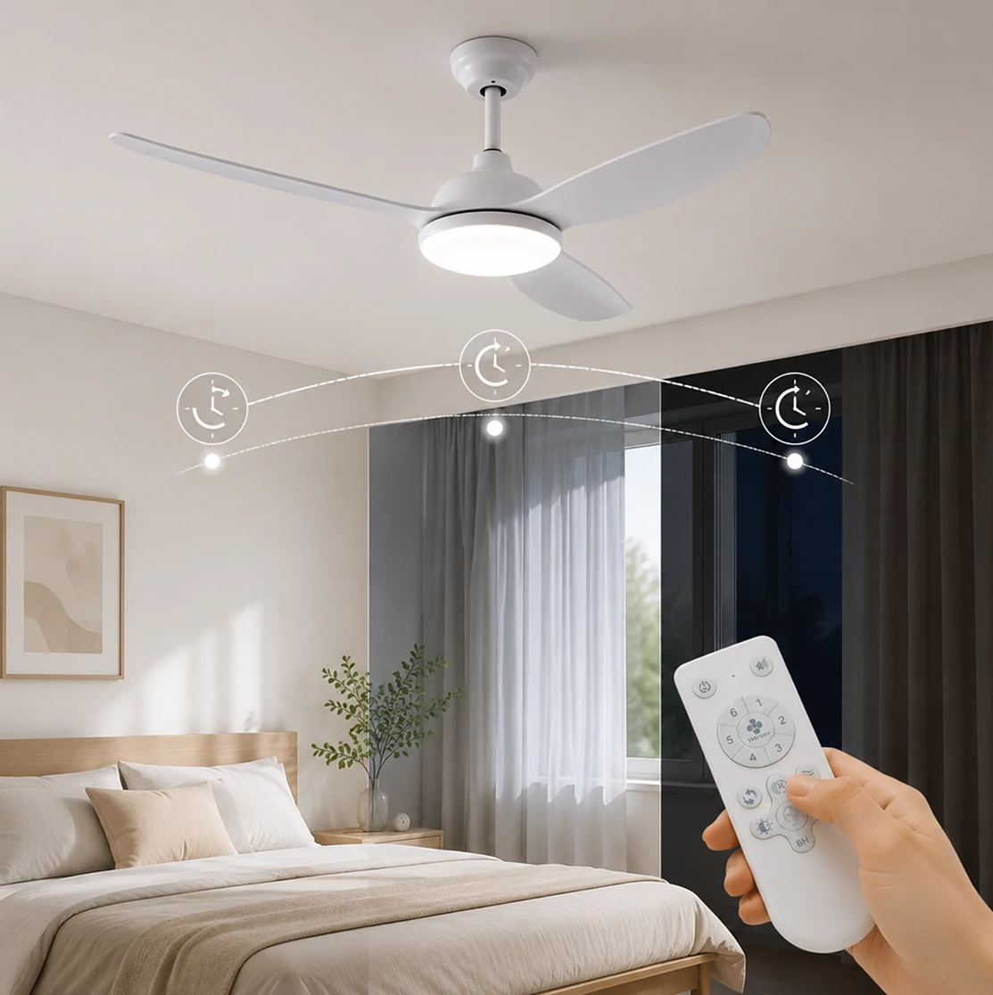 56 inch indoor ceiling fan with remote timer function for convenient bedroom and hotel applications