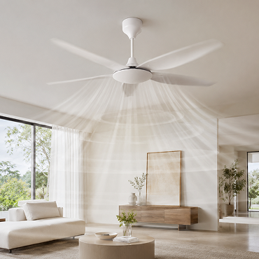 56 inch ceiling fan without light with remote-controlled six-speed airflow for flexible room comfort