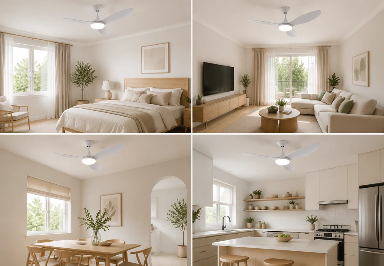 56 inch indoor ceiling fan used in bedroom living room dining area and kitchen residential applications