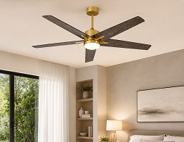 Large DC ceiling fan in a spacious living room related to 56-Inch Walnut Drop Ceiling Fan with LED Light