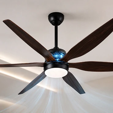 66 inch wood blade big ceiling fan light system installed in luxury modern interior showing elegant airflow design for villas hotels and commercial residential spaces