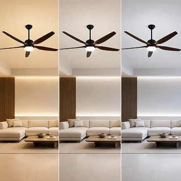 66 inch wood blade big ceiling fan light system operated by remote control offering adjustable speed lighting and timer functions for modern smart home environments