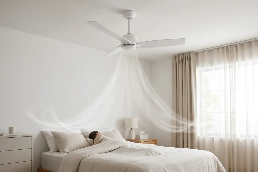 Ceiling fan airflow moving gently through a room