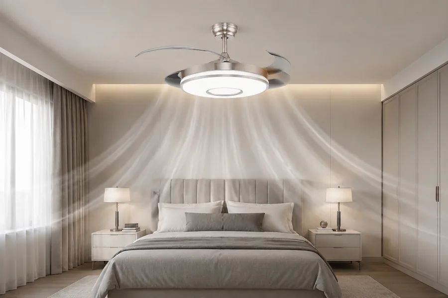 Ceiling fan airflow performance for bedroom comfort