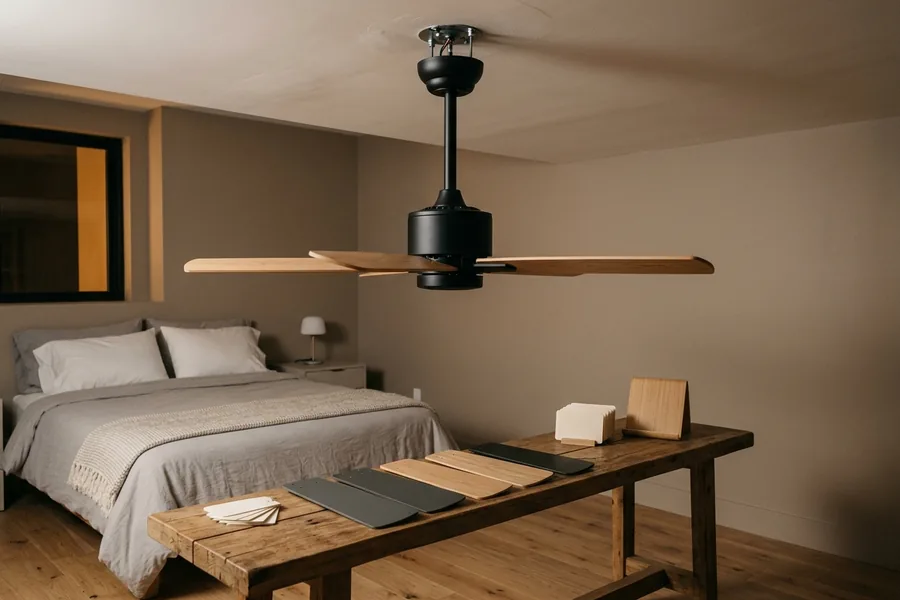 Ceiling fan blade material affecting noise vibration and long term comfort