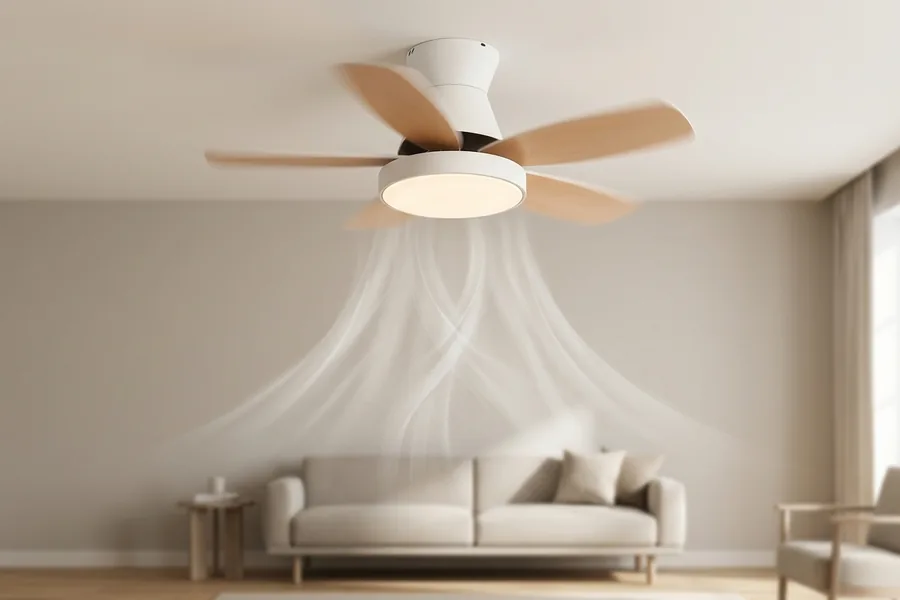 Ceiling fan CFM shown through smooth air movement in a room