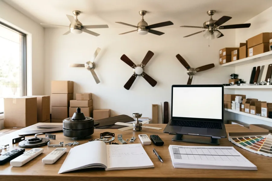 Ceiling fan importer product range checklist with samples and inventory planning