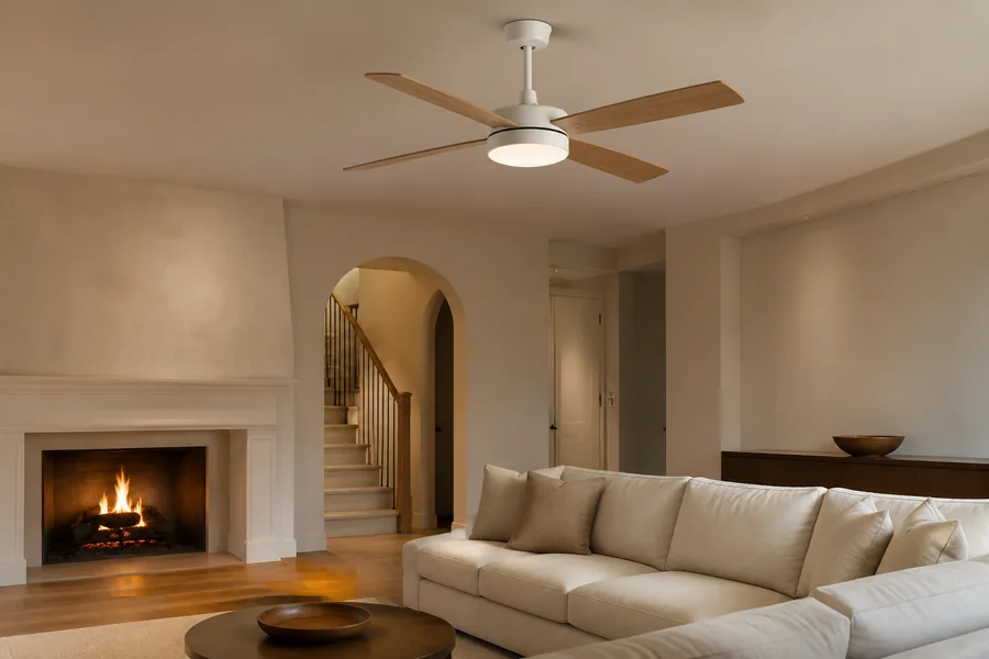 Ceiling fan mounting types for different rooms in a modern home
