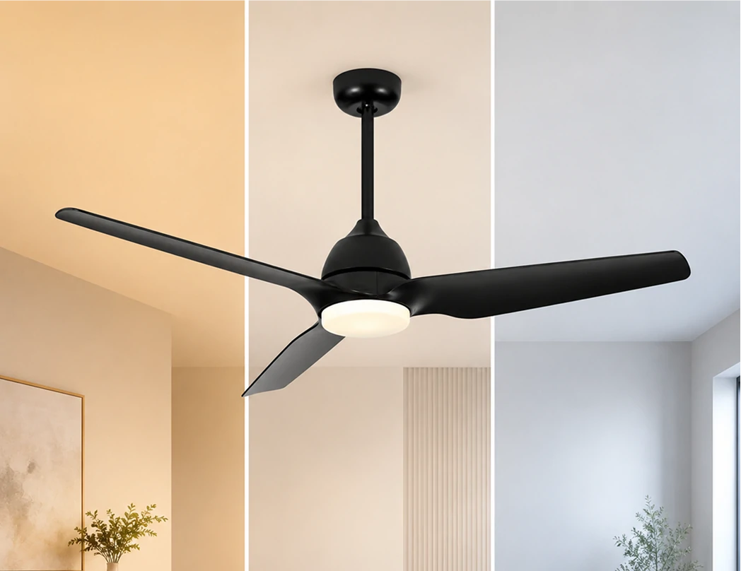 Modern ceiling fan with light providing integrated airflow and LED lighting solution for residential spaces