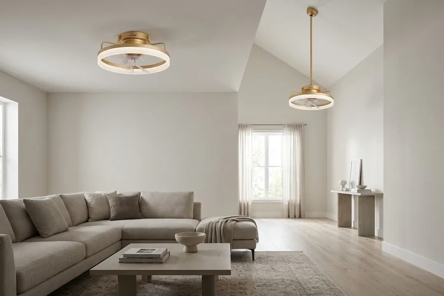 Living room ceiling height affecting the best ceiling fan size and mount