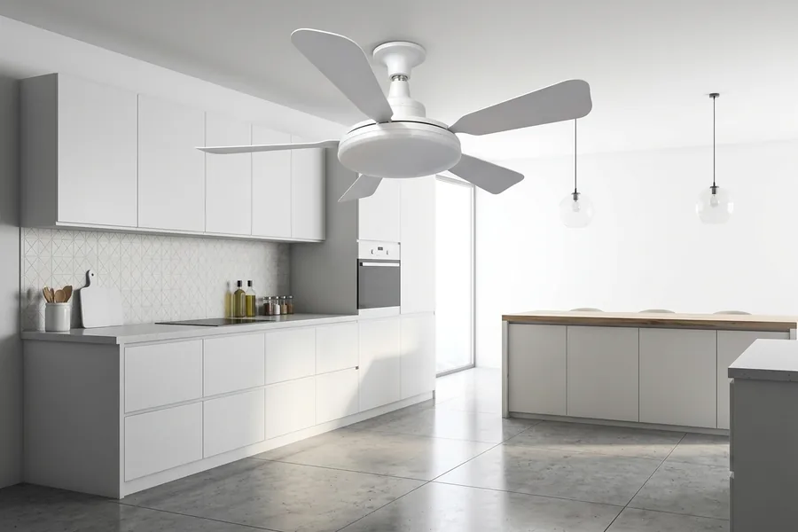 Flush mount and downrod ceiling fans for different ceiling heights